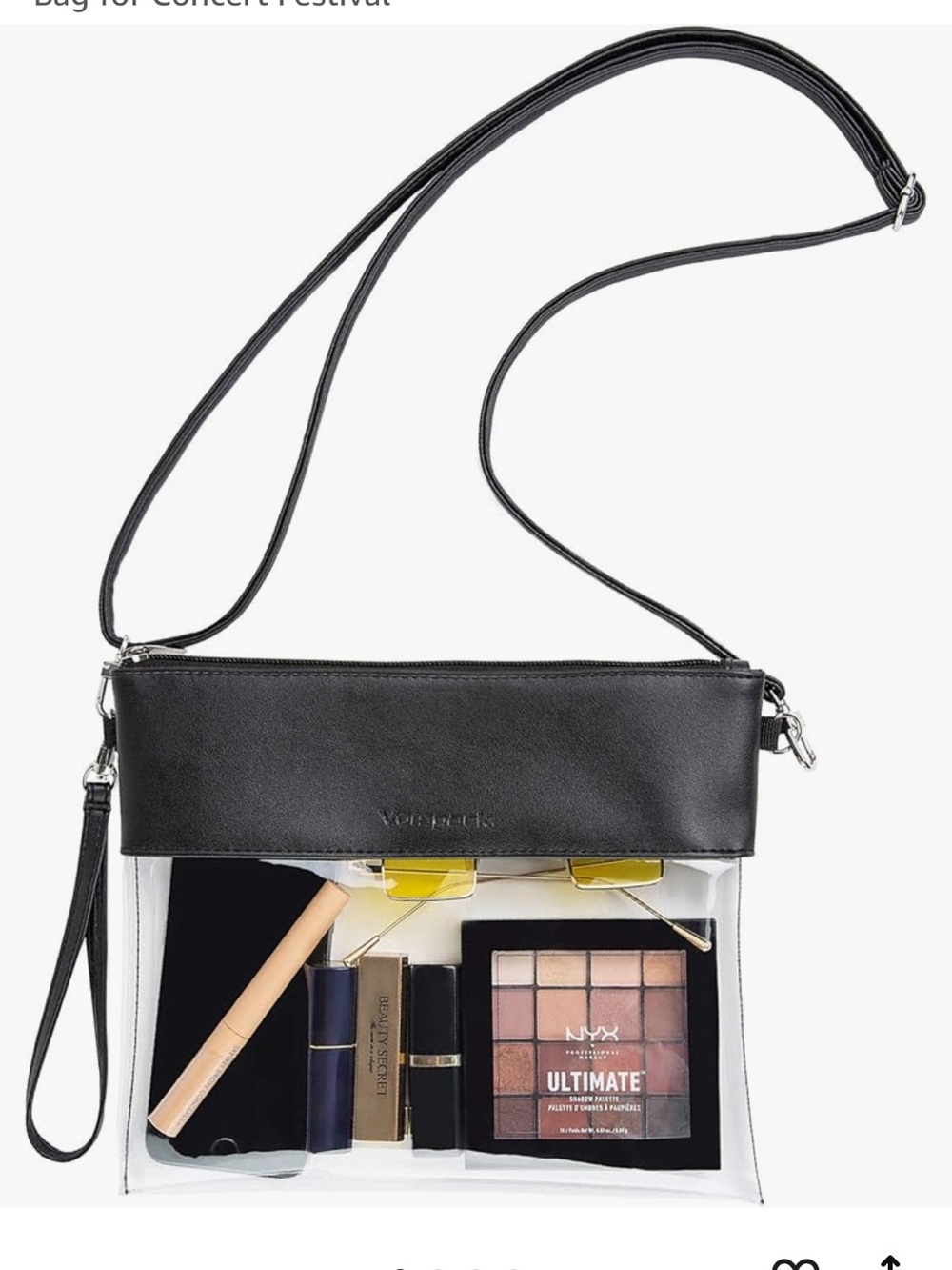 Black Clear Crossbody Bag with Removable Strap